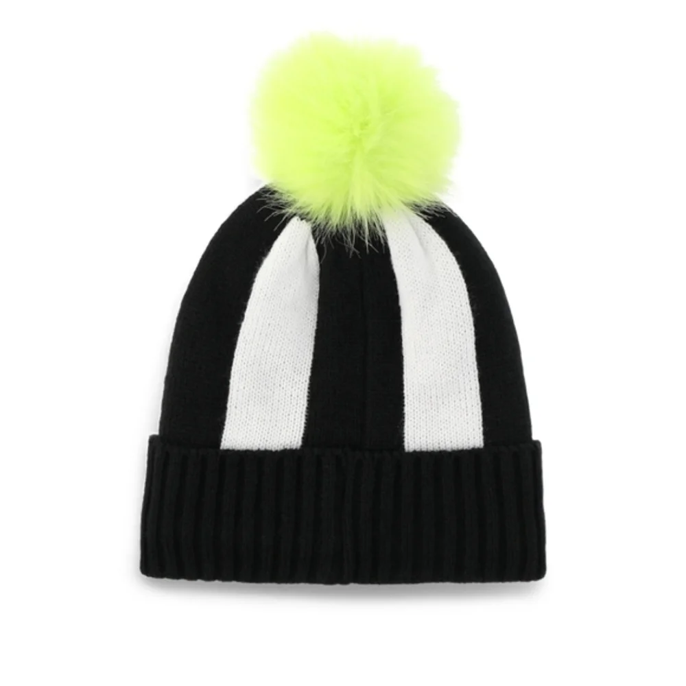 Beetlejuice Black White Striped Beanie with‎ Pom Pom Unisex